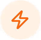 Orange lightning bolt icon inside a beige circular background.
