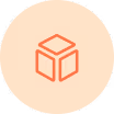 Orange 3D cube icon inside a circular beige background.