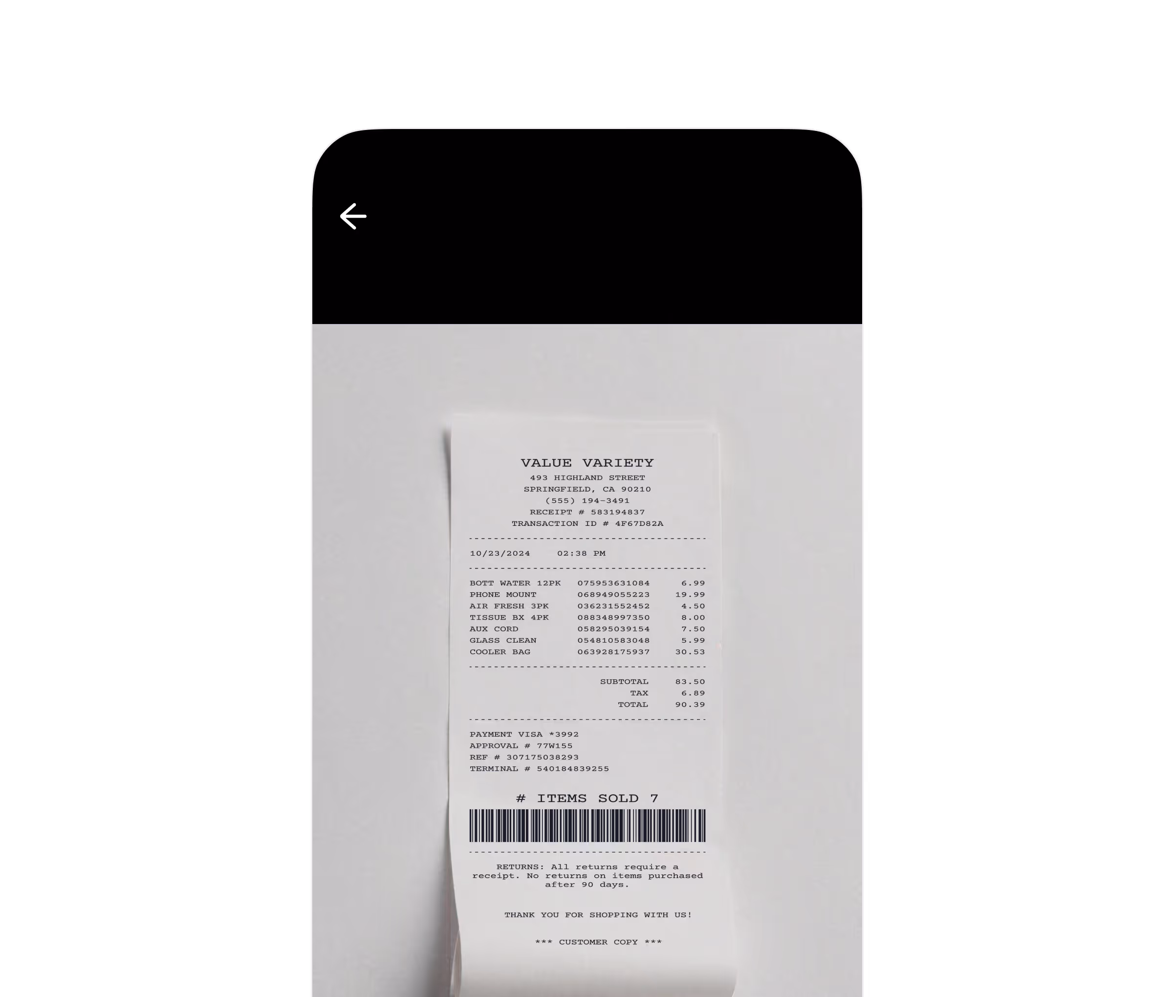 Track expenses and receipts