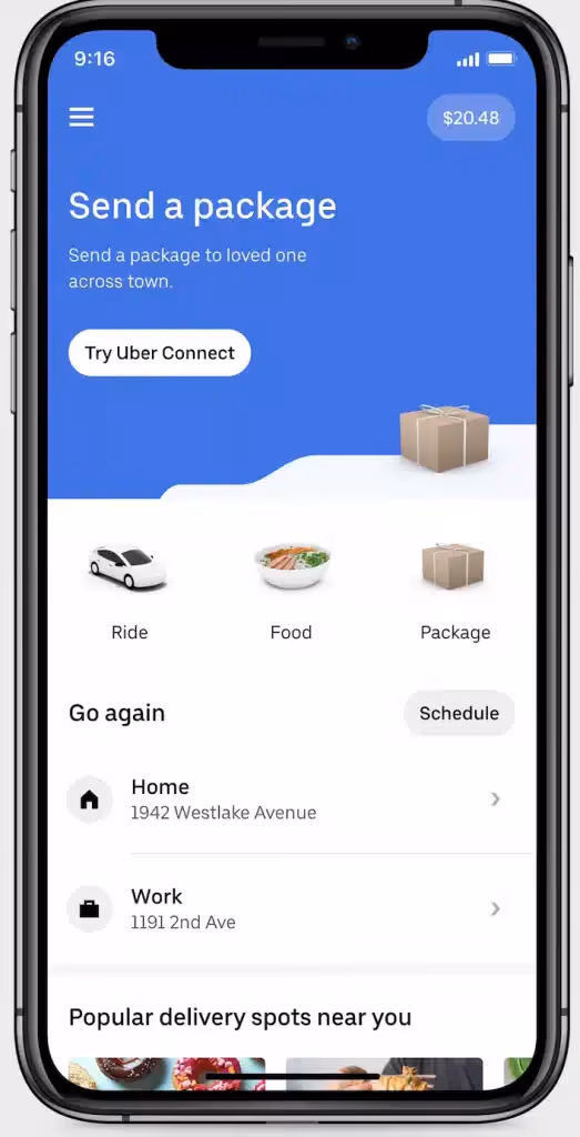 A screenshot of Uber connect