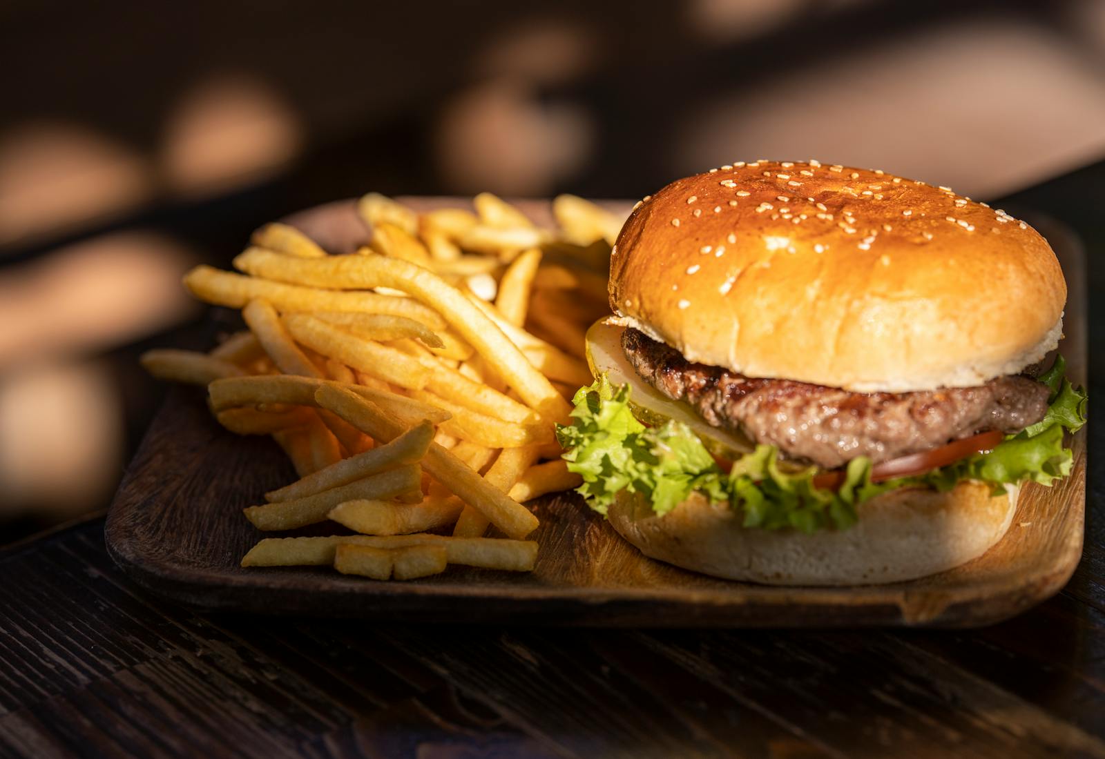 Burger fast food restaurant counter
