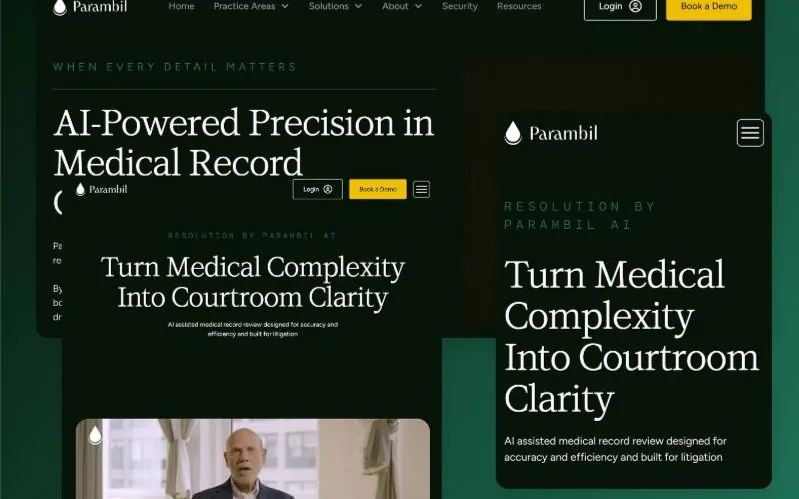 Parambil website on desktop, tablet and mobile, built in Webflow