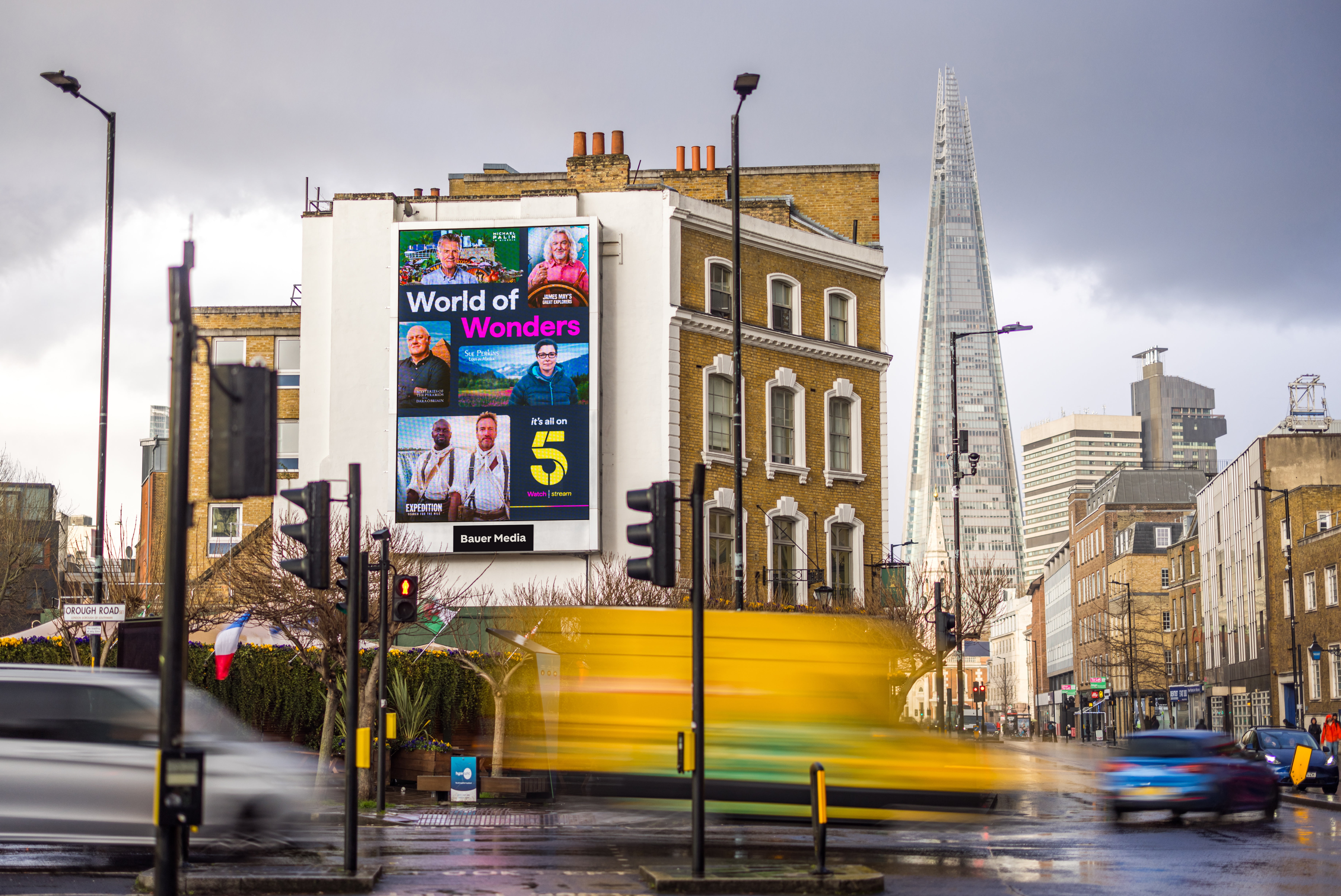 A bright blue Ikea campaign displaying on a huge Storms digital screen in Wandsworth