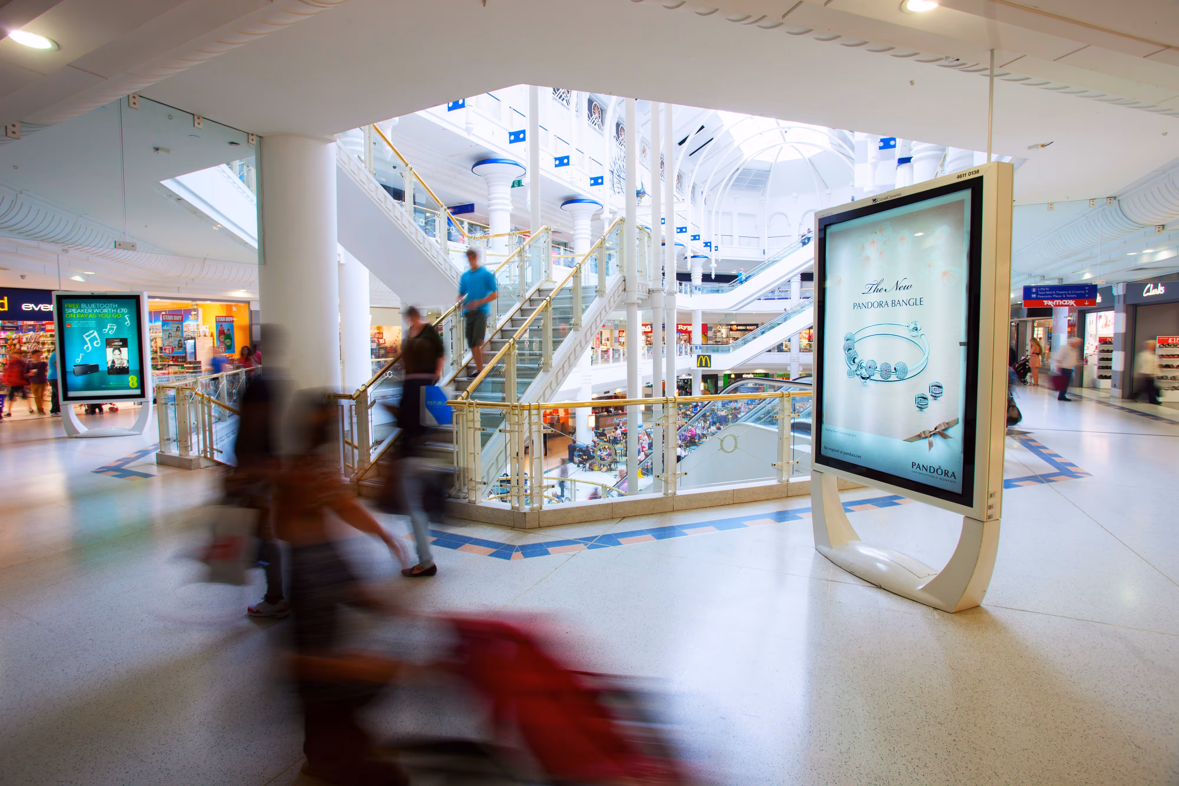 An advertising panel in a shopping mall, part of Clear Channel's acquisition of Foxmark