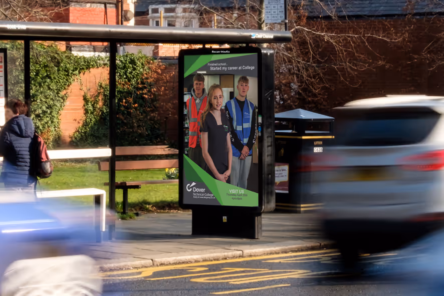 Dover Technical College ad campaign on an Adshel Live poster