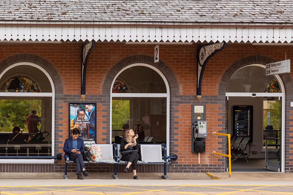 Outdoor train station advertising Grantham