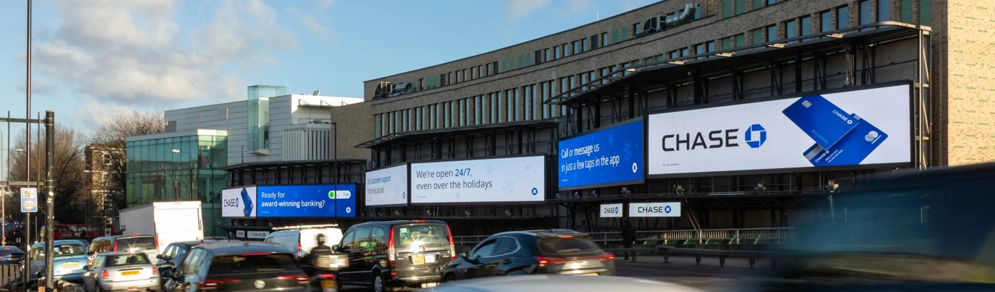 Chase Bank advertising on Bauer Media Outdoor's premium Cromination billboards in London