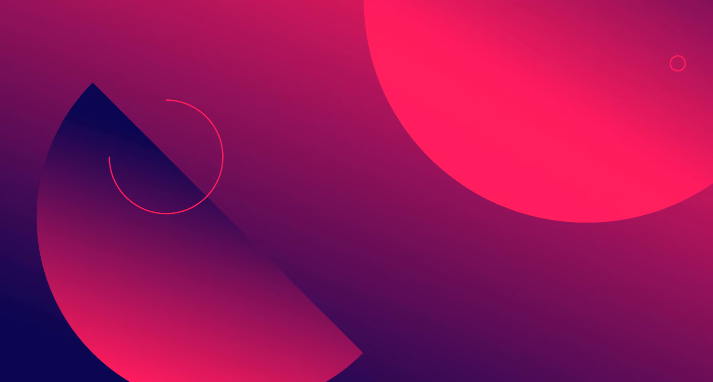 Abstract background with large purple, pink, and red circular shapes and gradient shading.