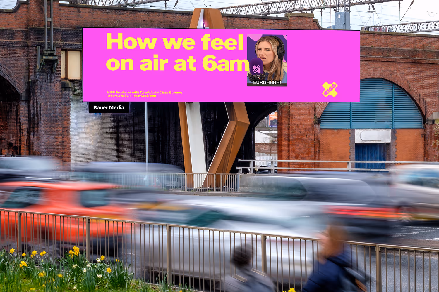 Storm Mancunian Junction premium advertising billboard next to a busy road