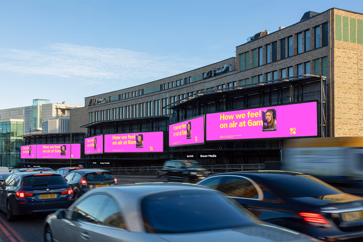 Storm Cromination, 6 digital advertising billboards next to a main road in London