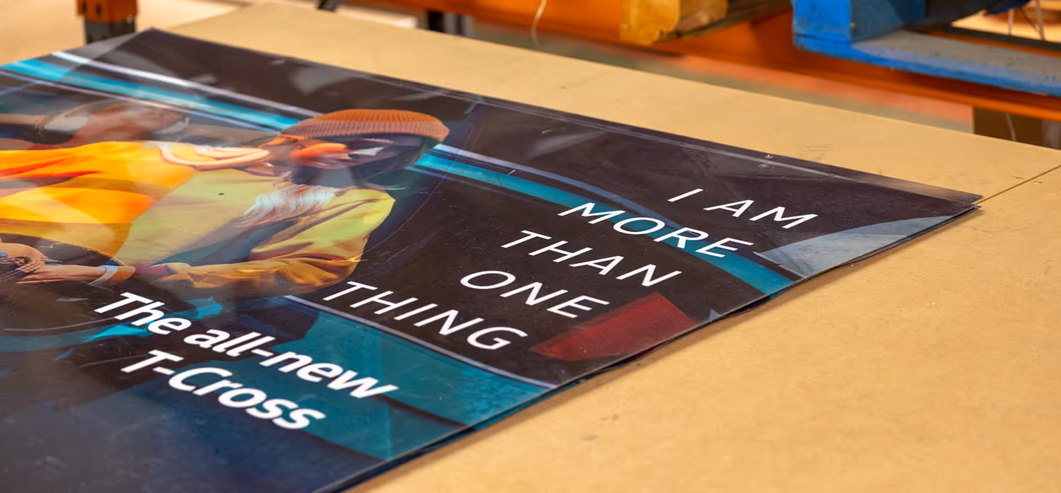 Bus shelter poster in a depot