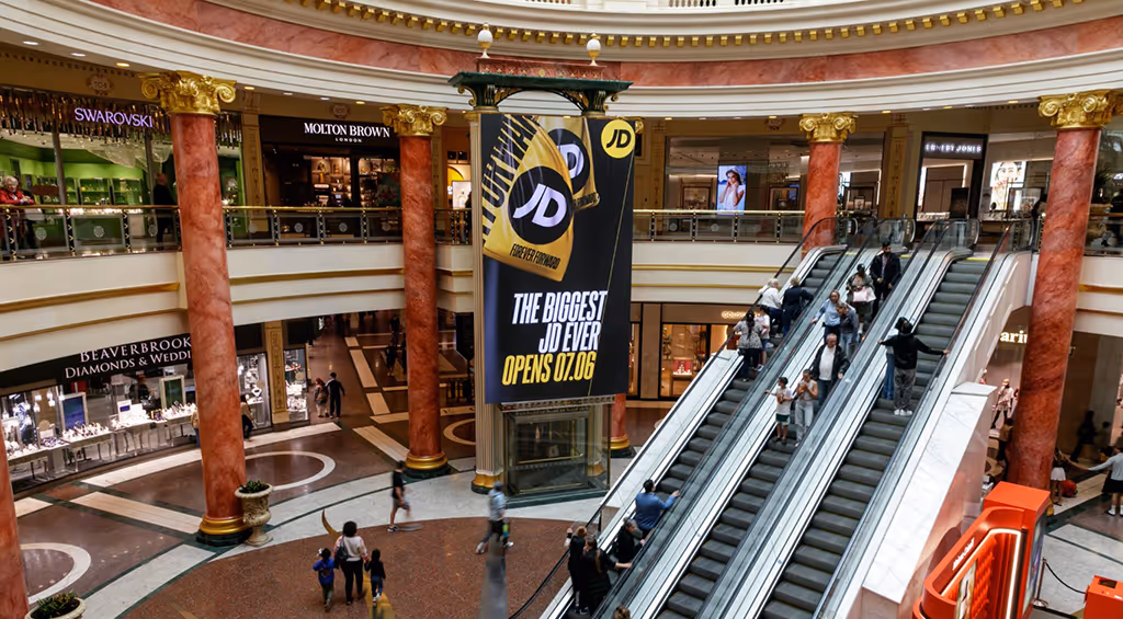 JD Sports advert on big digital out of home screen