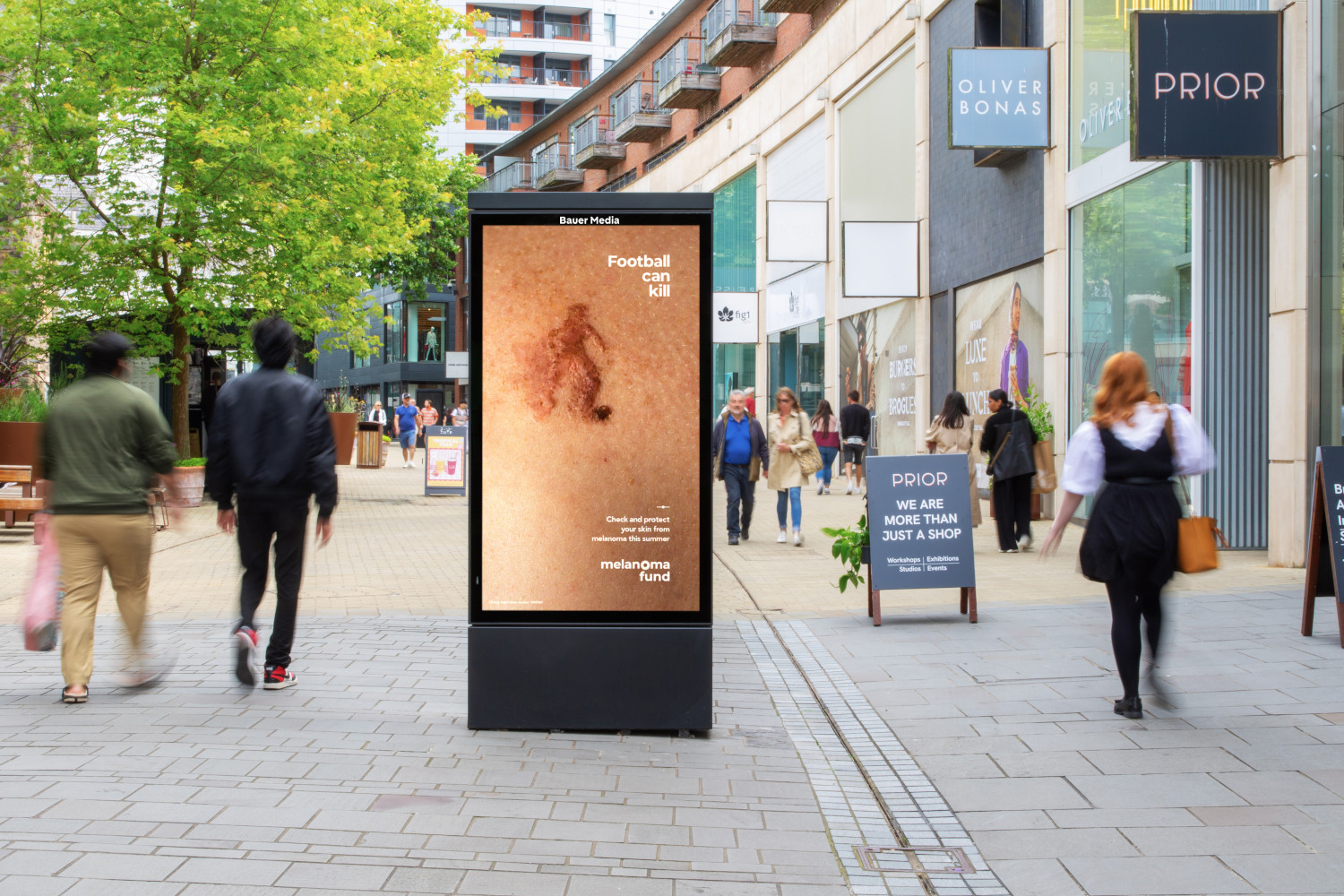 Melanoma fund ad campaign on a digital screen
