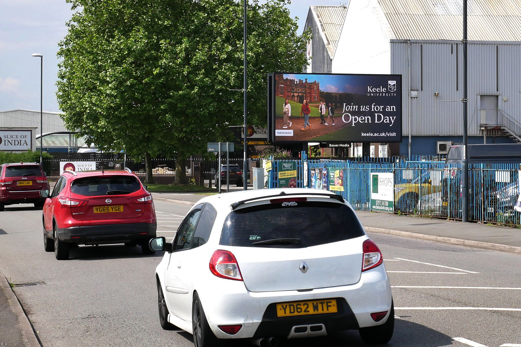 Keele Uni advertising on a digital billboard