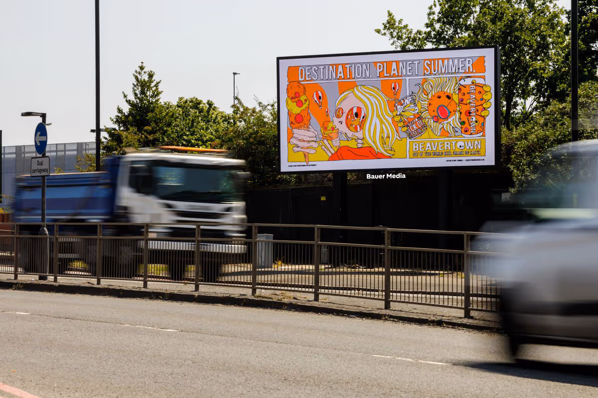 An beer campaign on a billboard