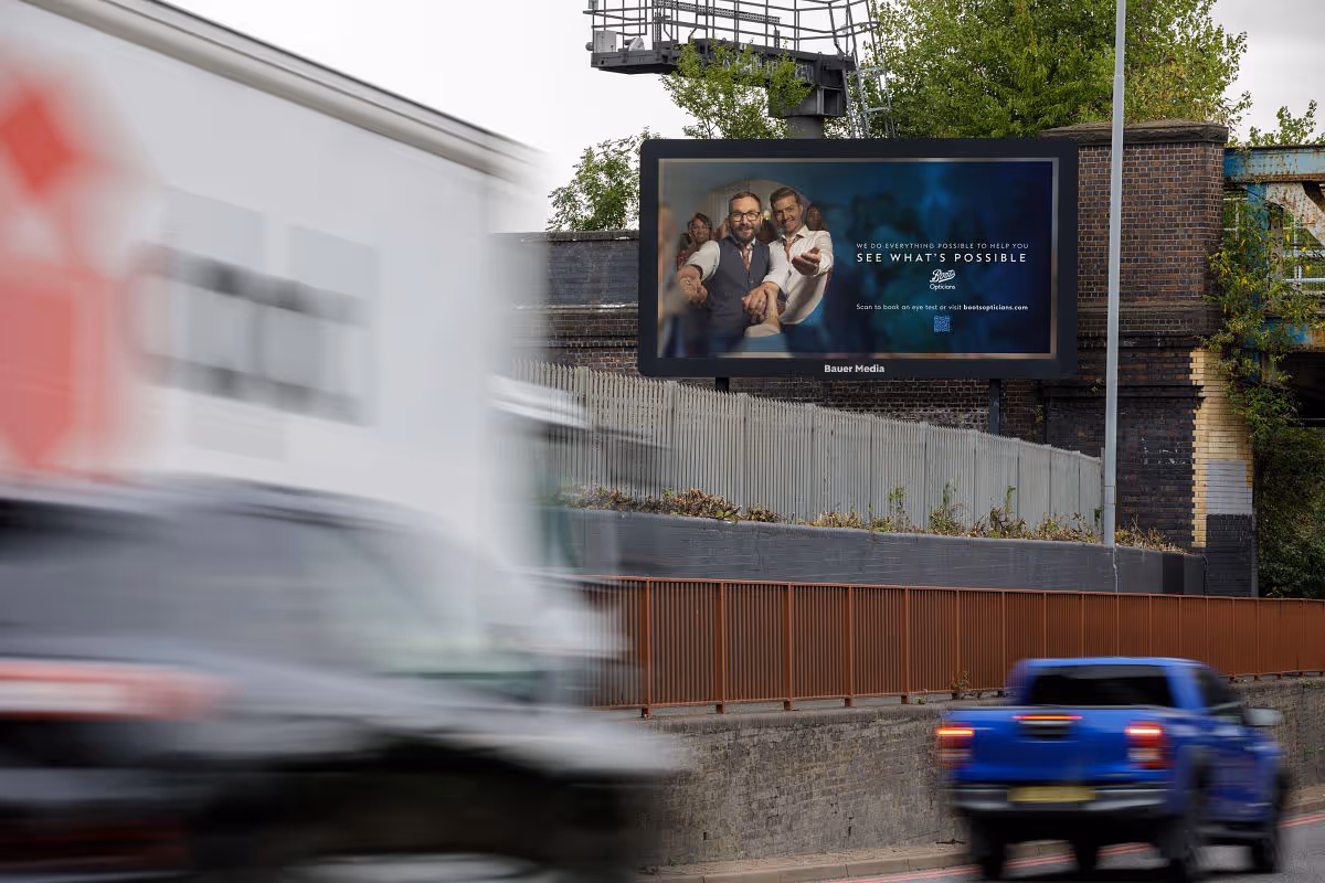 Boots advertising on a digital billboard