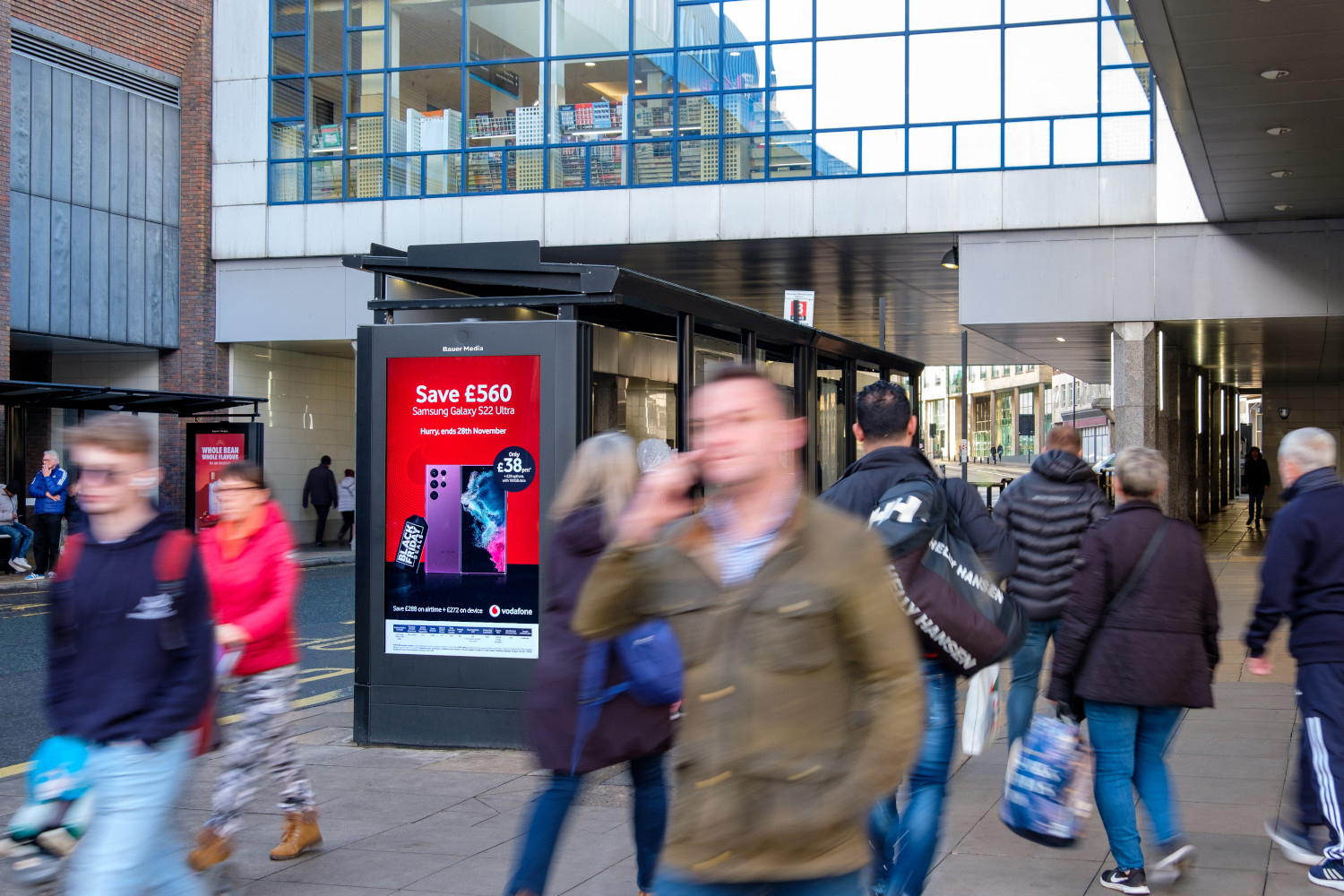 A Vodafone ad campaign on an Adshel Live