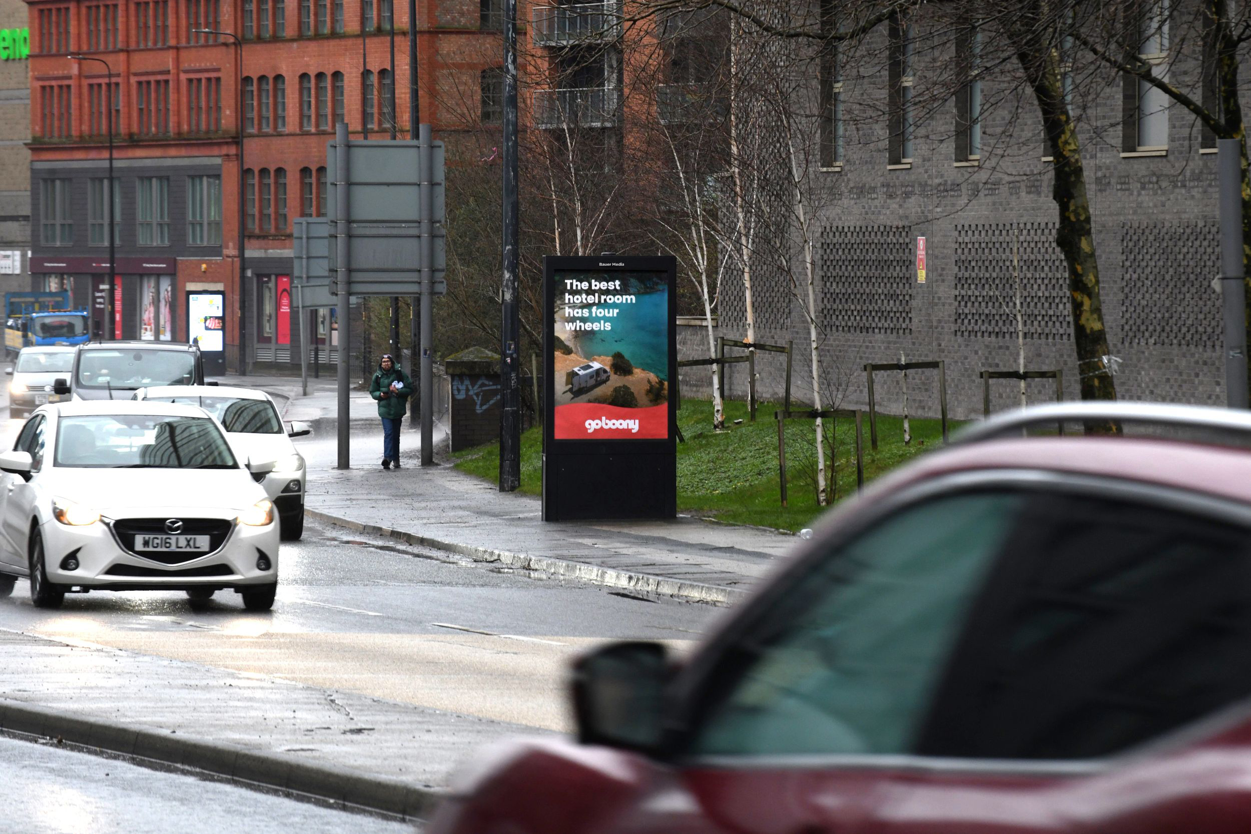 Goboony's Out of Home advertising campaign with traffic going by