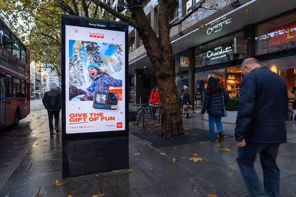 GoPro's outdoor advertising campaign on a high street screen