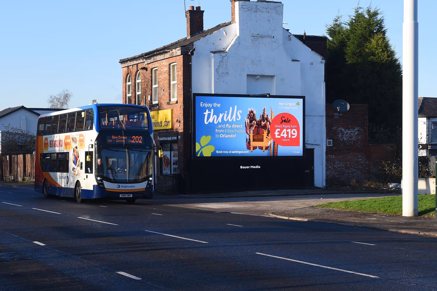 An Aer Lingus ad displaying on a Billboard Live screen