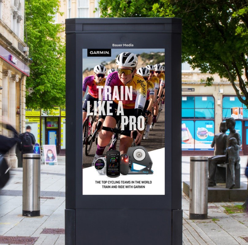 Garmin advertising on an Adshel Live digital screen