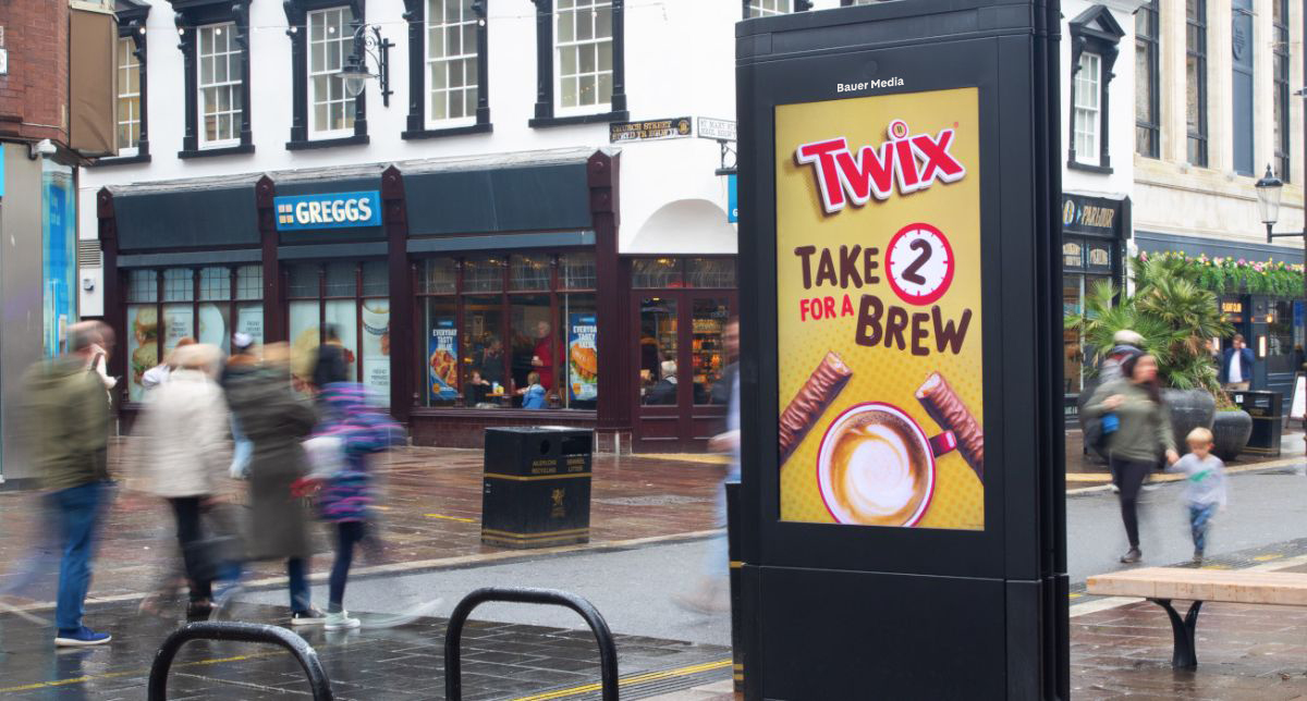 Twix advert on a digital screen