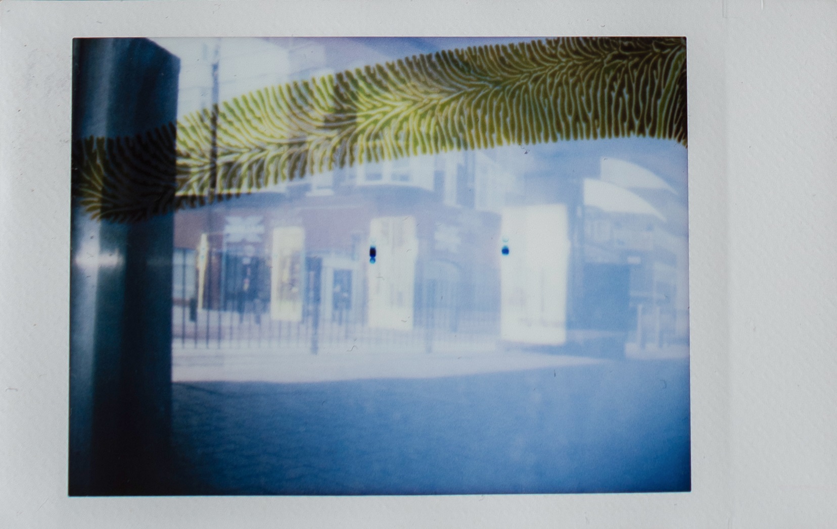 A polaroid of a street