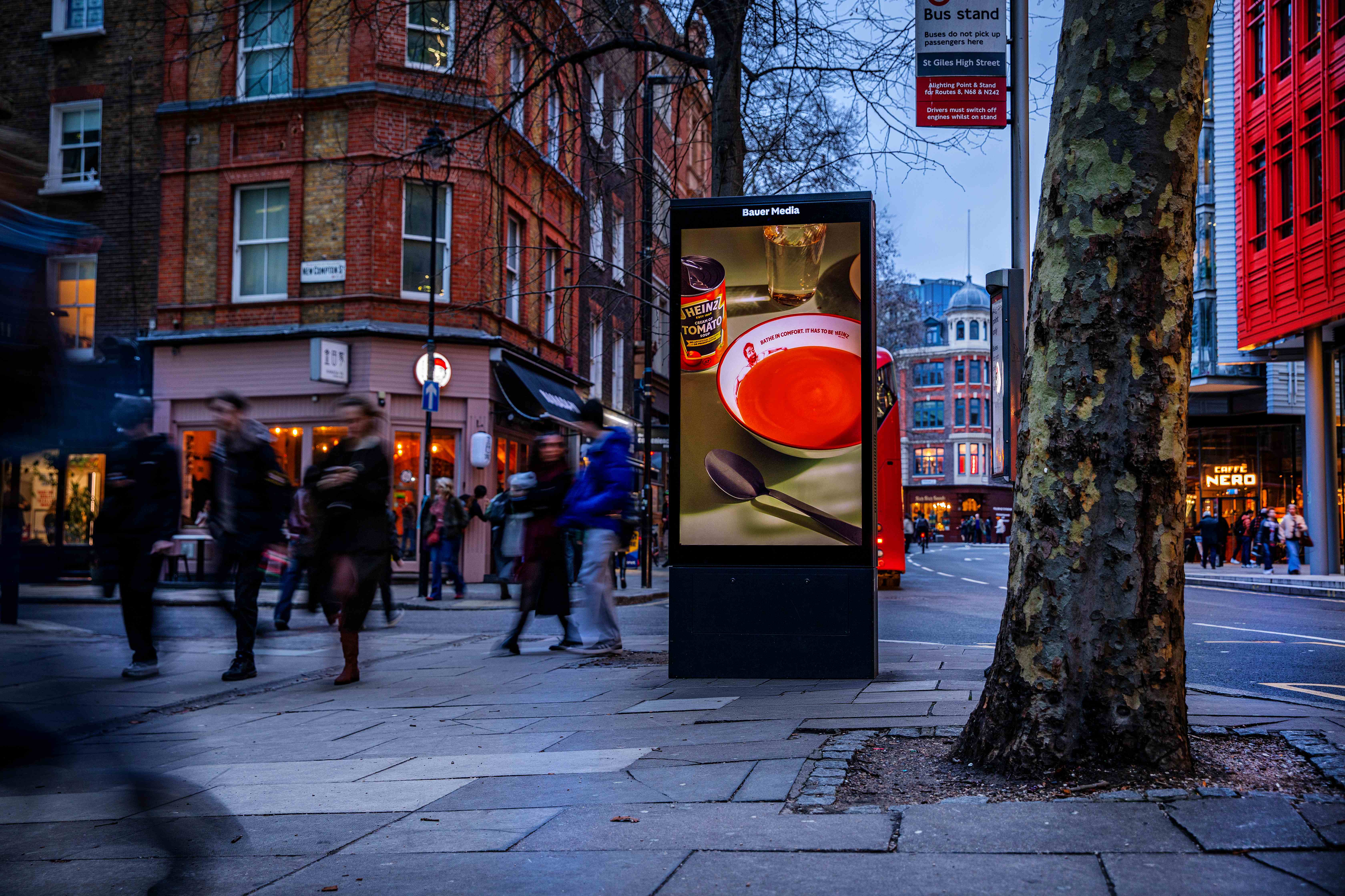 Bauer Media Outdoor adhsel displaying a bowl of Heinz tomato soup.