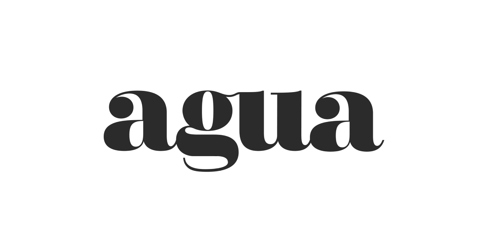 Texte du mot « eau » en lettres noires avec une typographie à empattements épais.