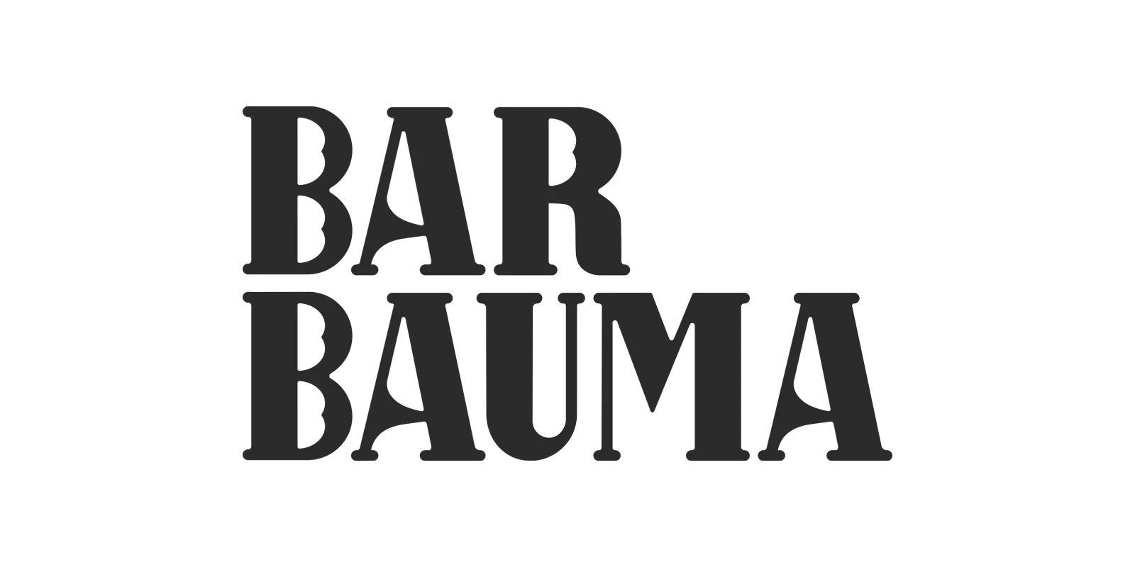 Logo avec texte noir en majuscules indiquant « BAR BAUMA ».