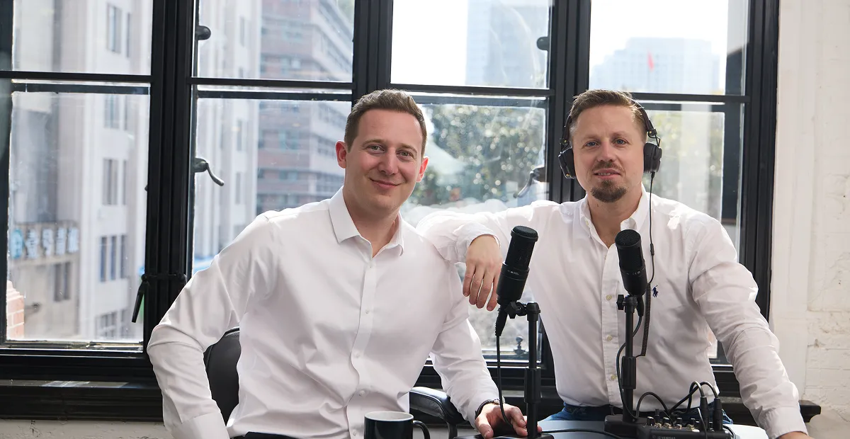 Damian Maib and Thomas Derksen in podcast studio