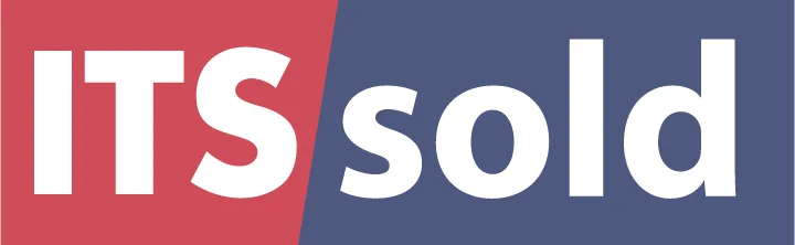 Logo with the text 'ITS' in bold white letters on a red background and 'sold' in bold white letters on a navy blue background.