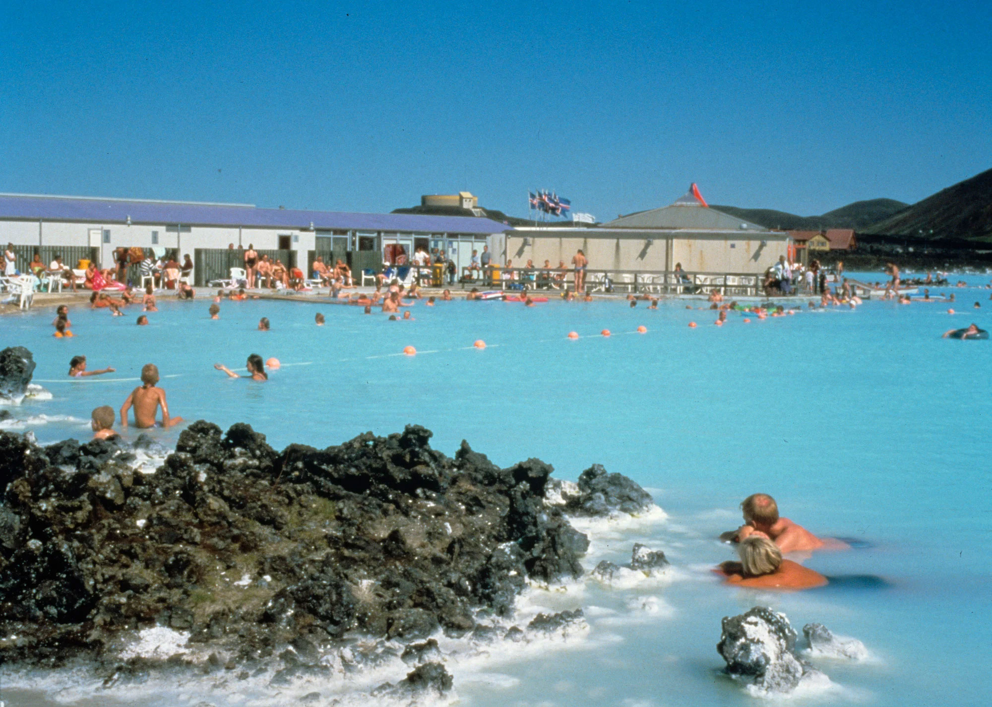 People relaxing in the water in the nineties. 