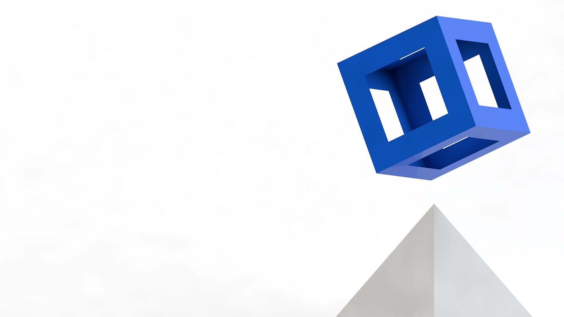 Chainlink Labs redesign, 3d visual style, cube on top of pyramid