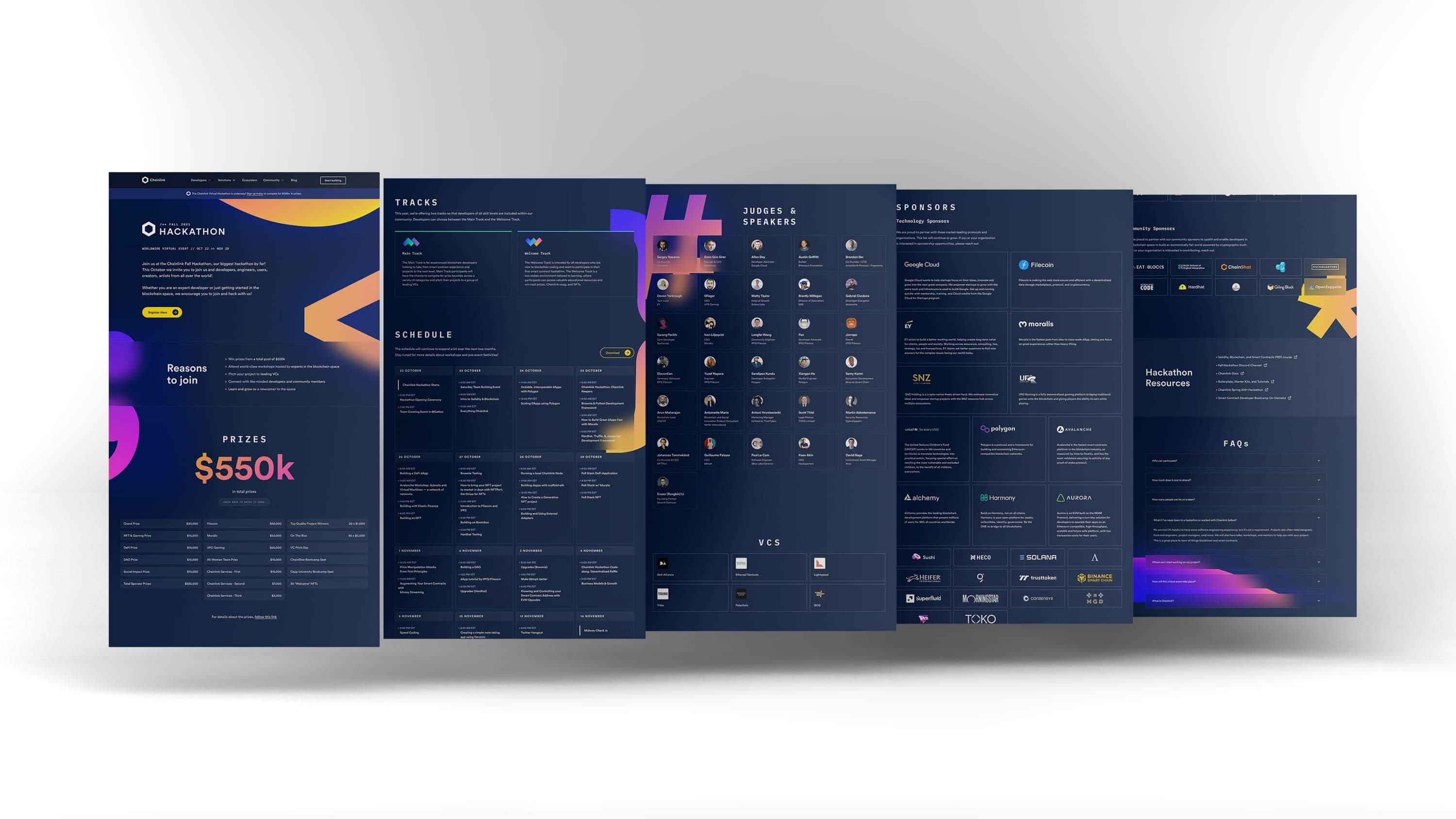 Chainlink Hackathon Fall 2021, website overview mockup