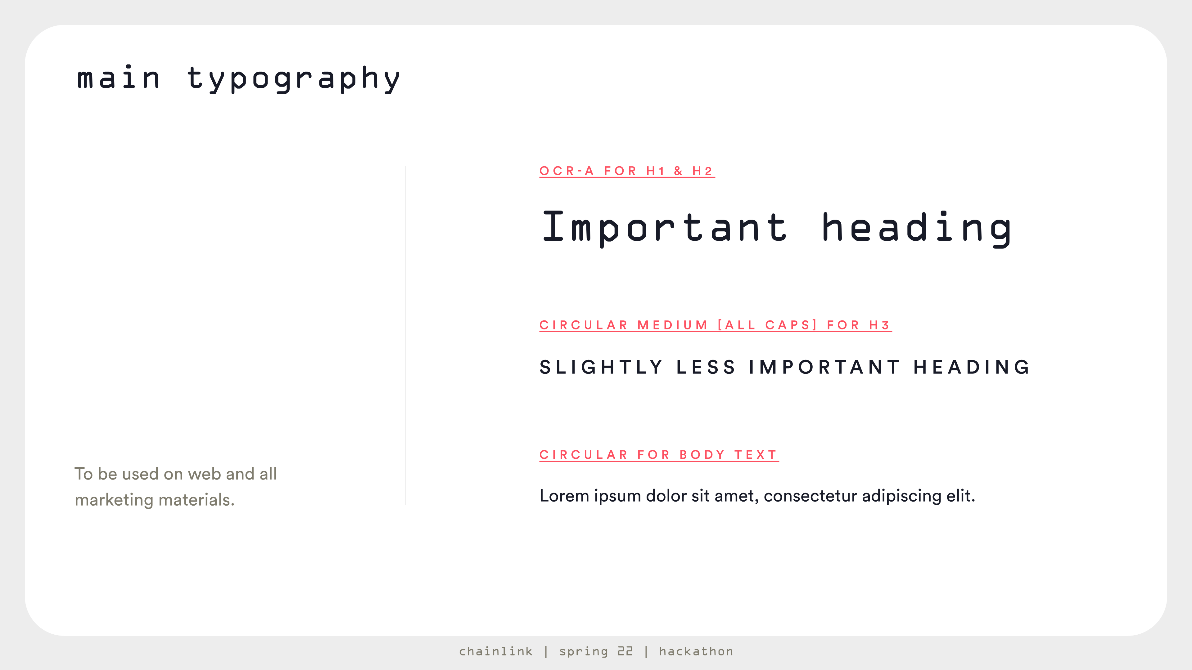 Chainlink Hackathon Spring 2022, typography
