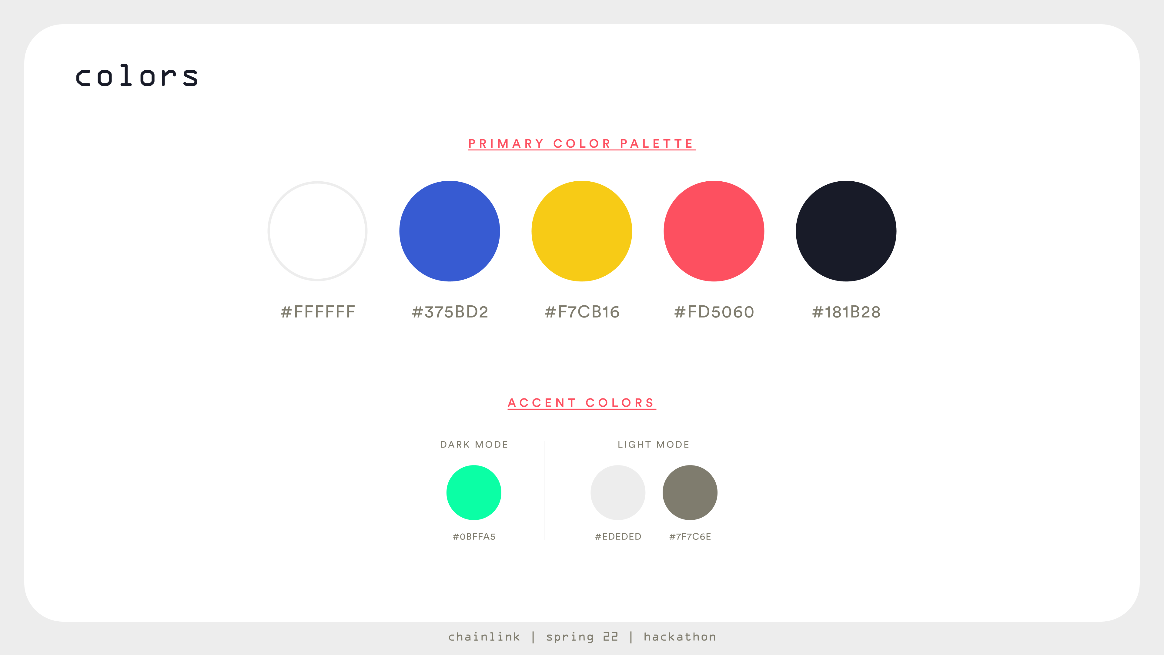 Chainlink Hackathon Spring 2022, color palette