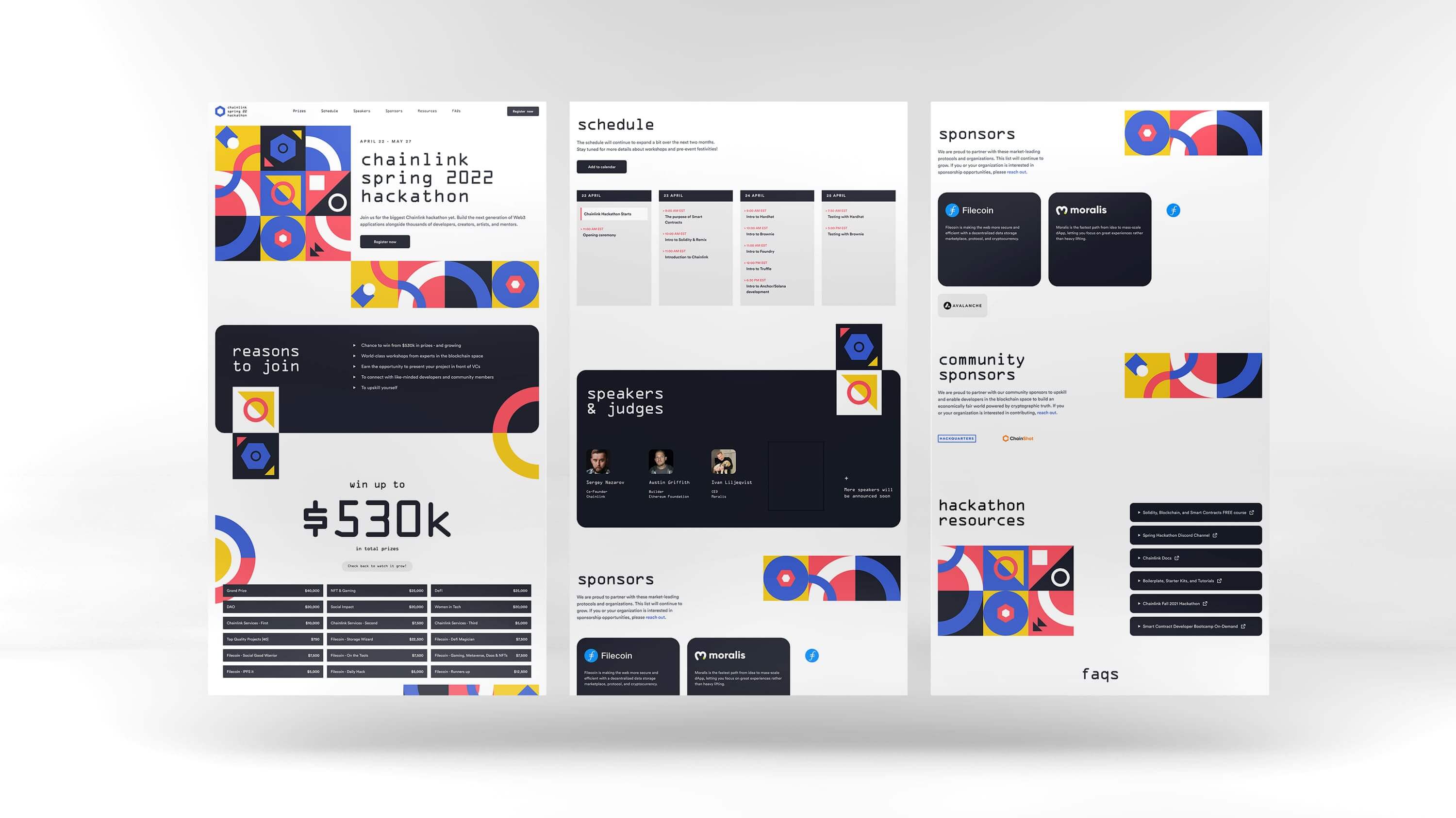 Chainlink Hackathon Spring 2022, website overview