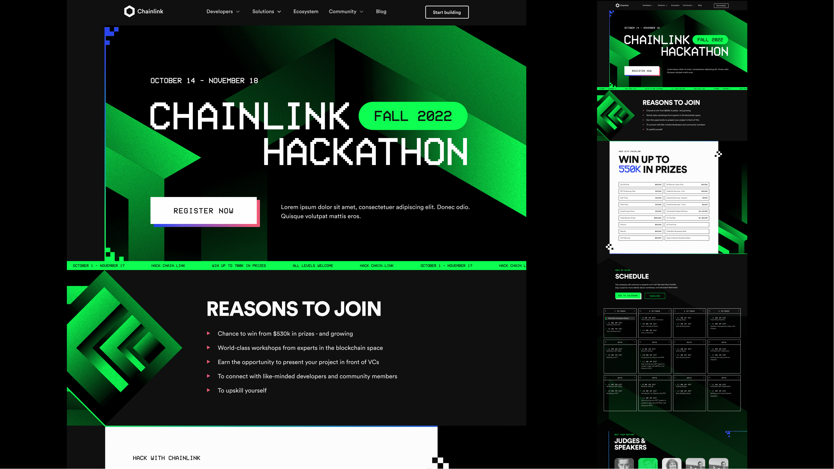 Chainlink Hackathon Fall 2022, website overview