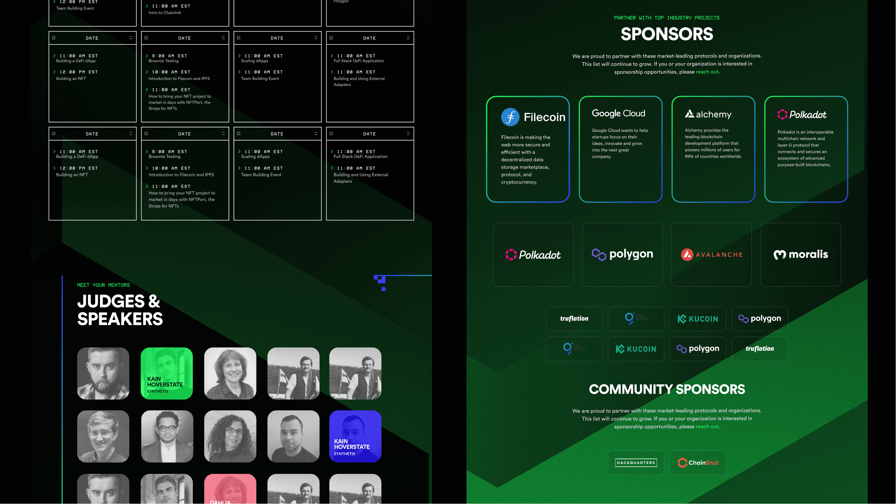 Chainlink Hackathon Fall 2022, website overview close-up