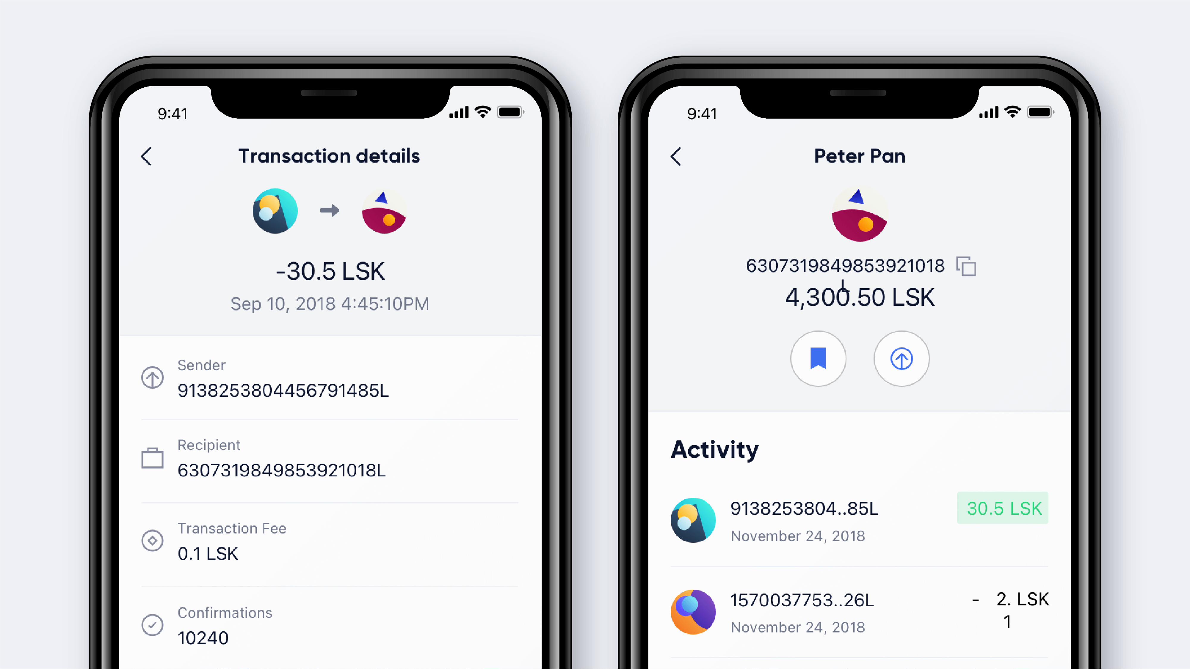 Lisk Mobile, transaction details page design