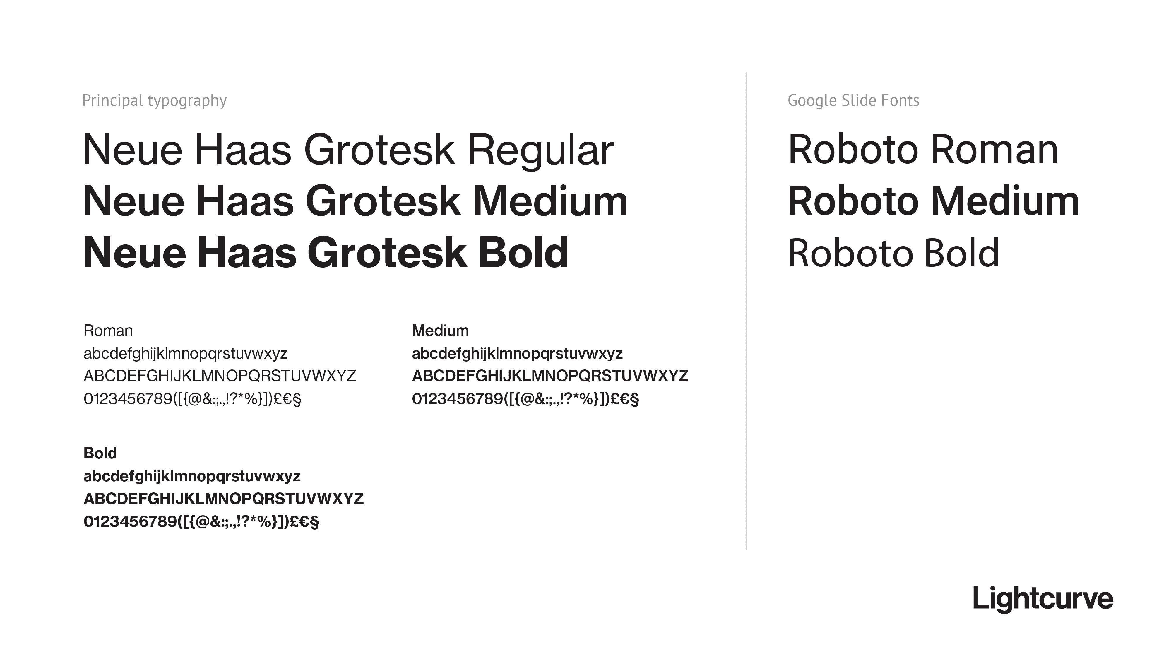 Lightcurve, typography