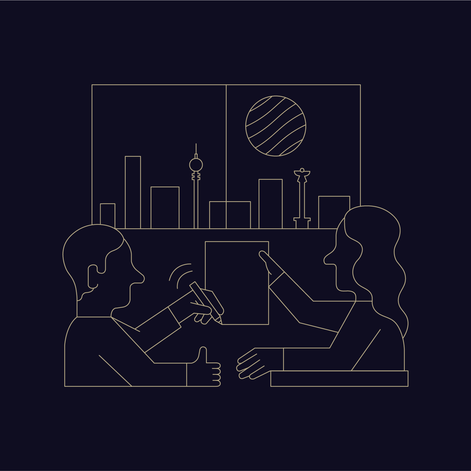 Lightcurve, illustration about working in berlin