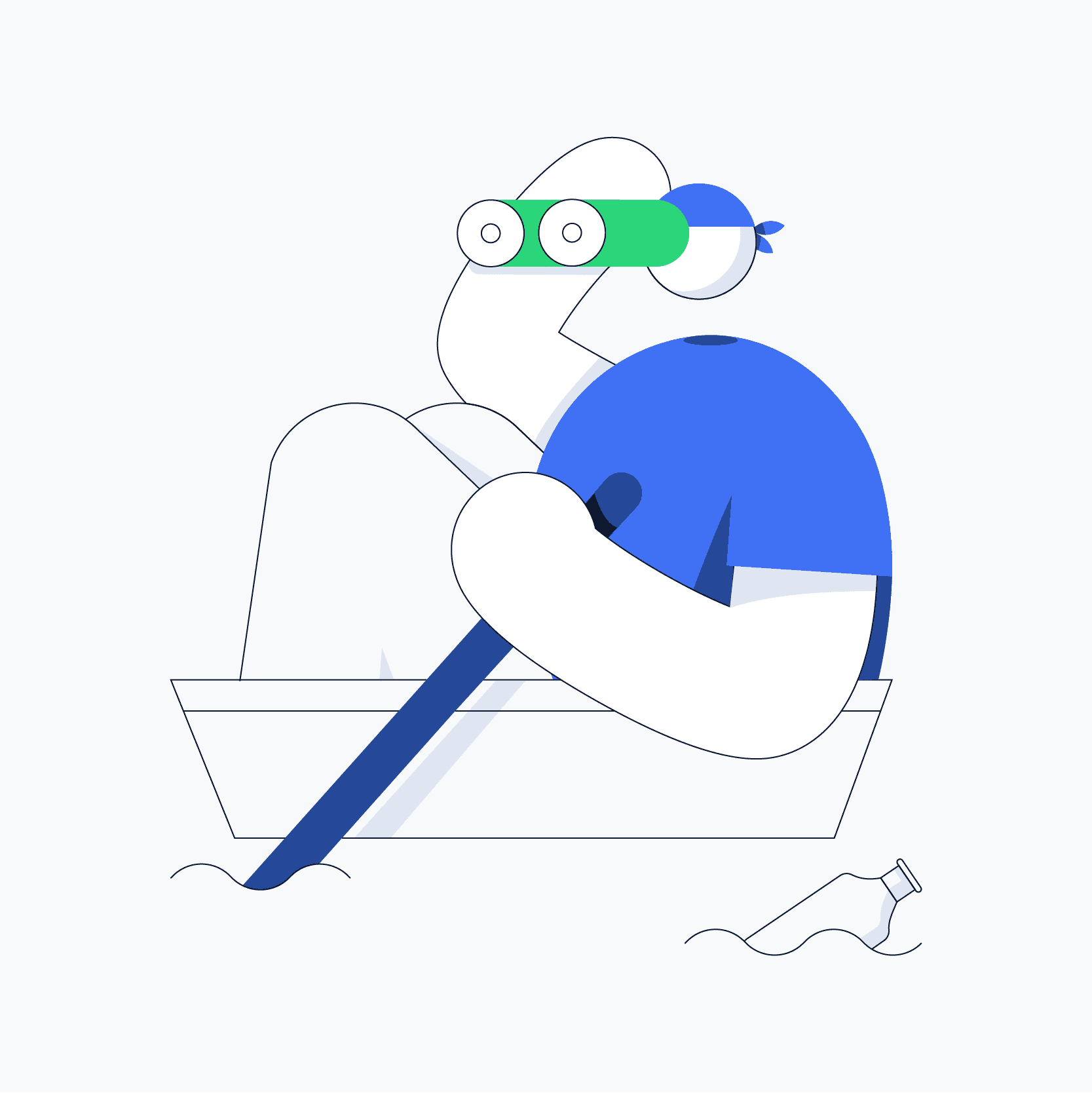 Lisk redesign, illustration about a character lost in a boat