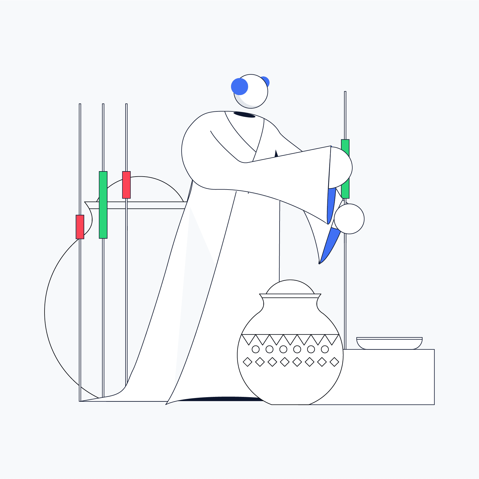Lisk redesign, illustration about the originis of candlesticks in price graphs