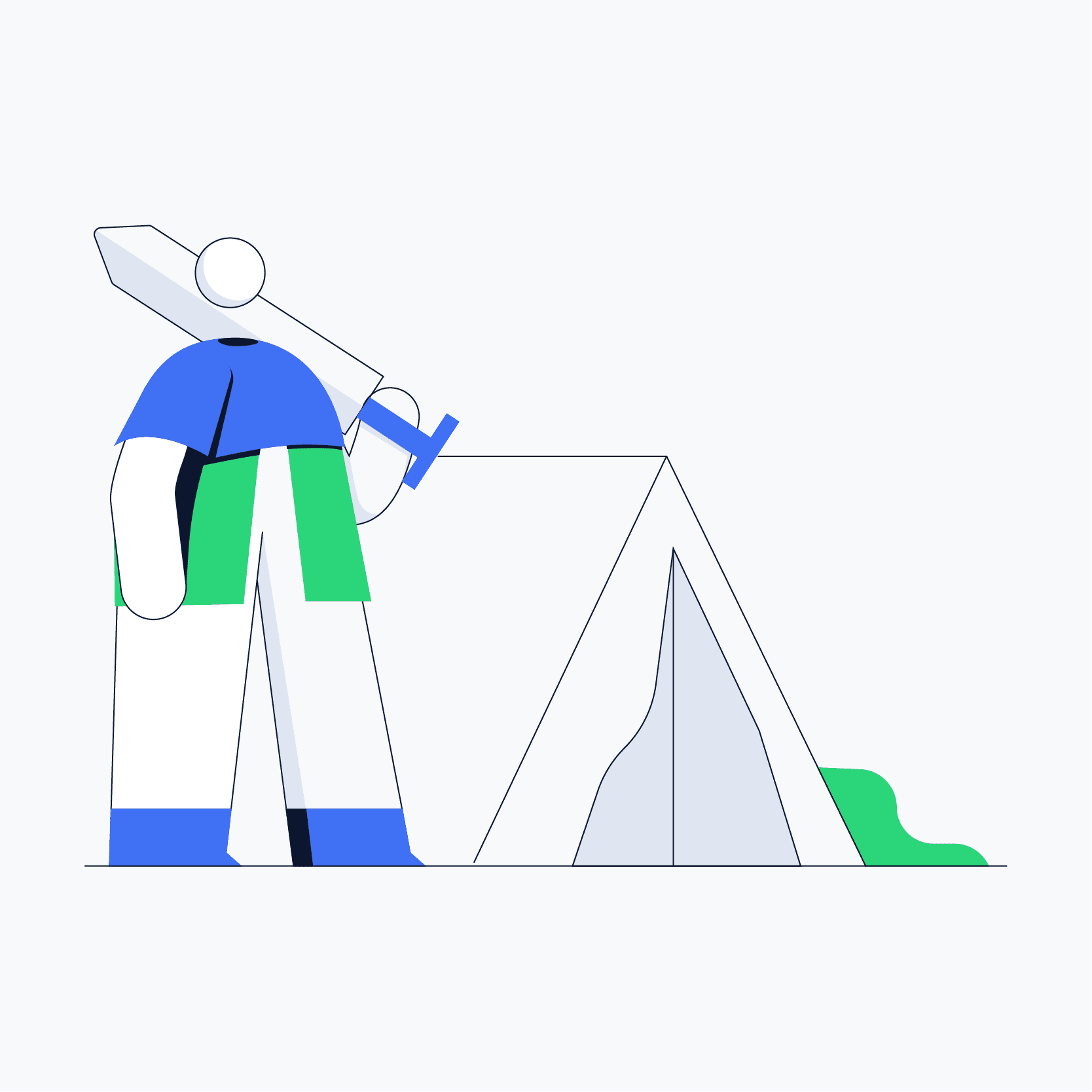Lisk redesign, illustration about a warrior in front of a tent