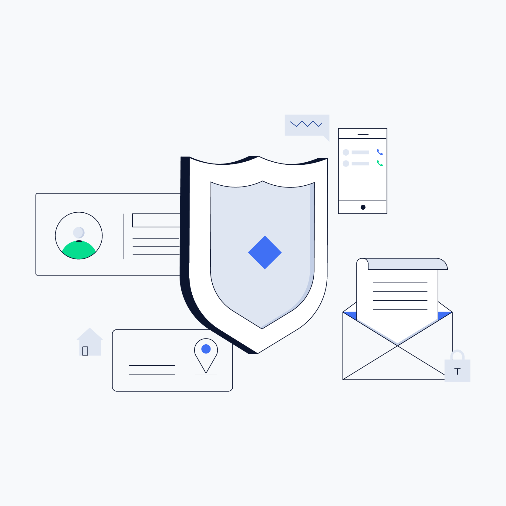 Lisk redesign, illustration about a shield with various elements in the background