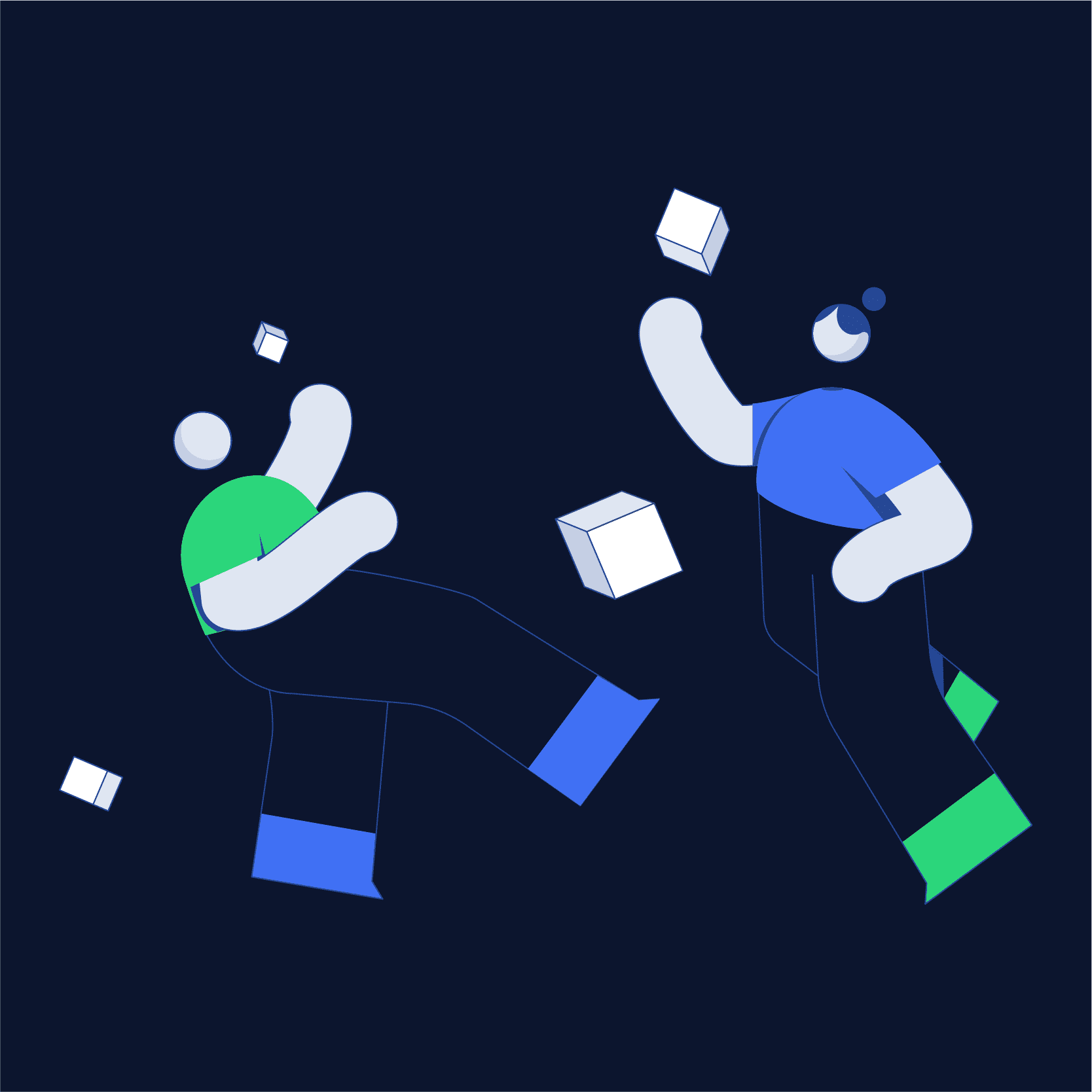 Lisk redesign, illustration about making blockchain accessible, in dark mode