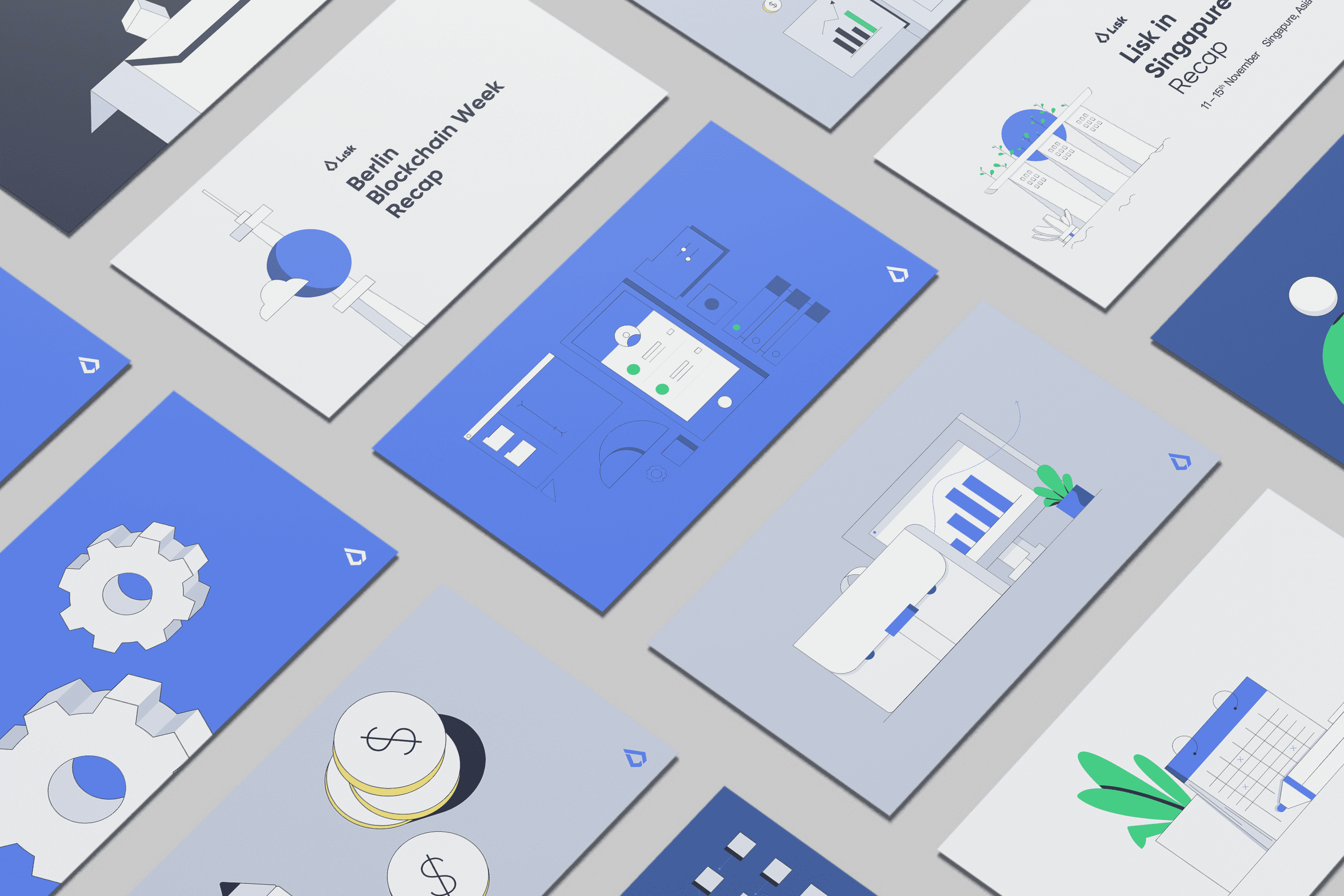 Lisk redesign, overview of digital banners in a mockup