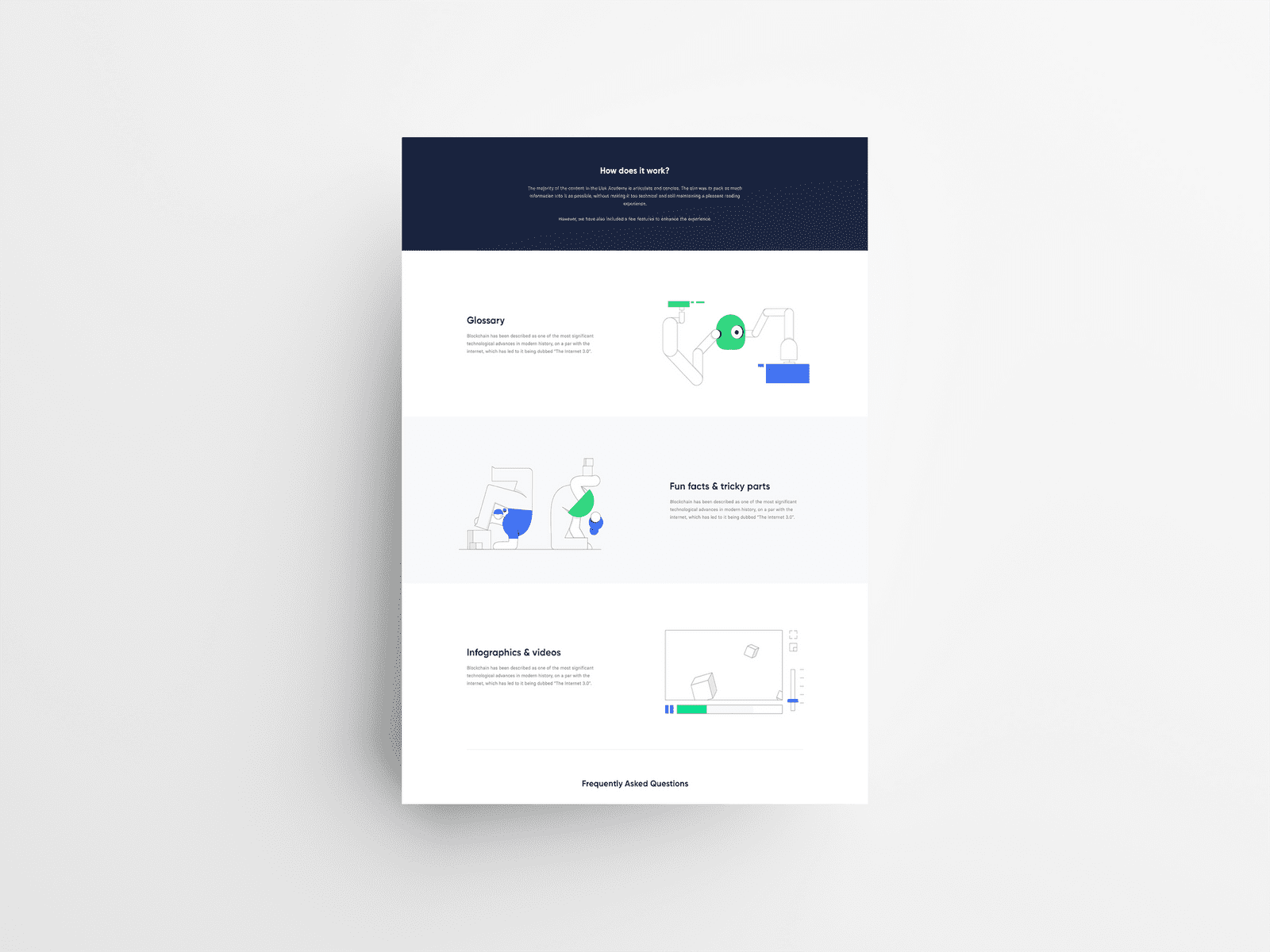 Lisk redesign, mockup showing illustrations used in the webpage